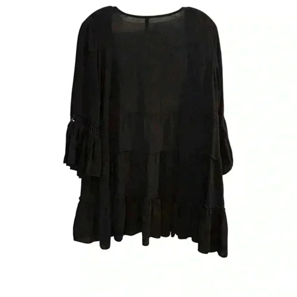 RAVIYA Women's Black Tiered Kimono Coatigan Size M Long Sleeve Casual - Picture 11 of 11